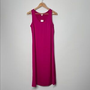 NWT J. Crew Magenta Pink Sleeveless Satin Midi Slip Dress Size 0